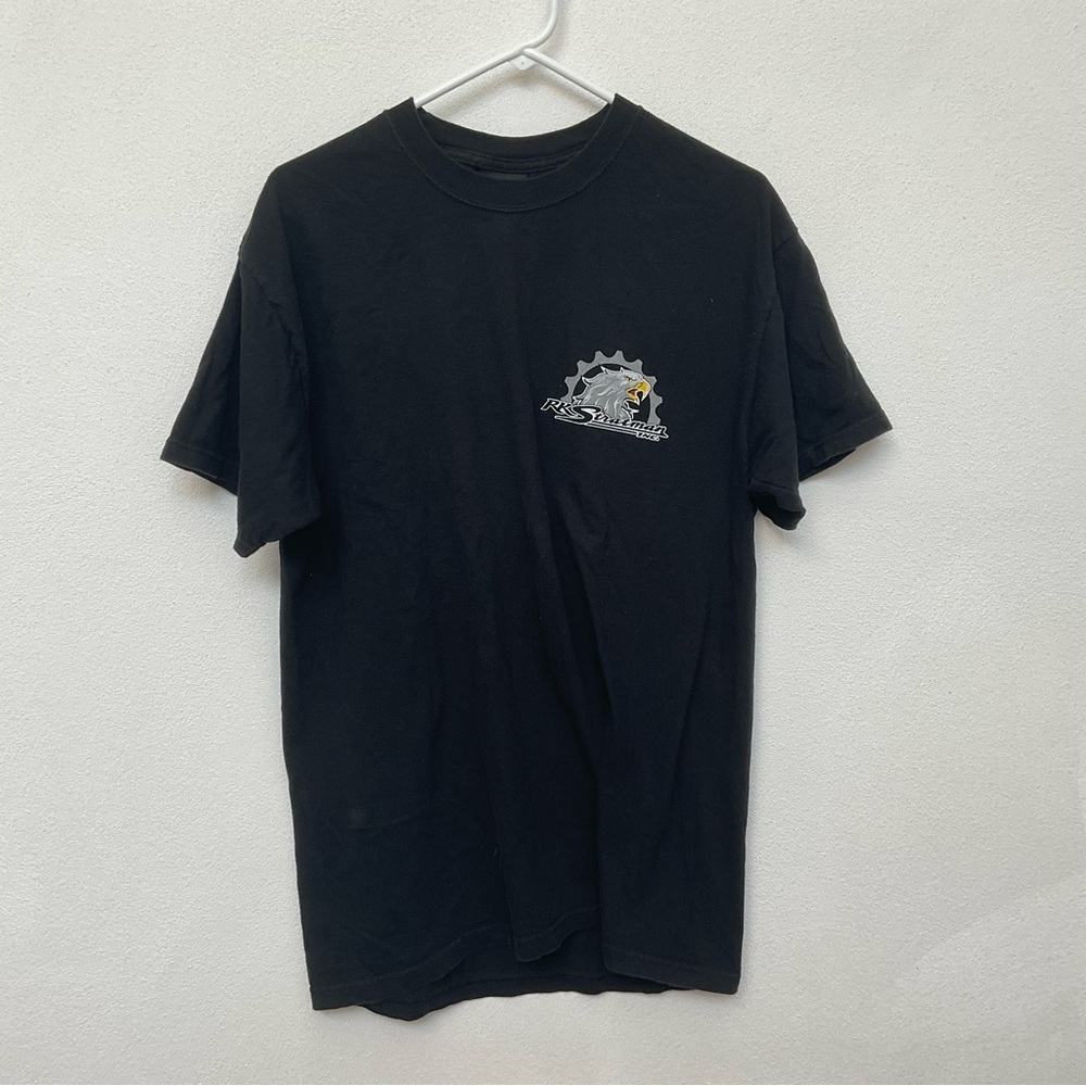 Harley Davidson Hanes Beefy Tee RK Stratman Eagle Black T-Shirt Size Large